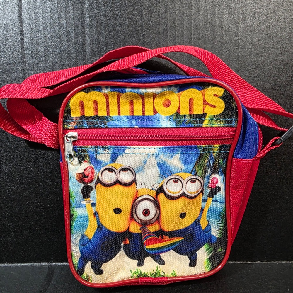 Minions Crossbody Bag Kids Small Red Blue Tropical Graphic Travel Purse